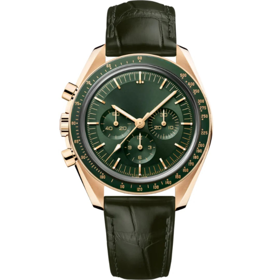 Professional Chronograph 42 – Green Dial | Gold Tone Case & Tachymeter Bezel