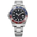 Dual Time 40 – Black Dial | Steel Bracelet & Red-Blue Ceramic Bezel
